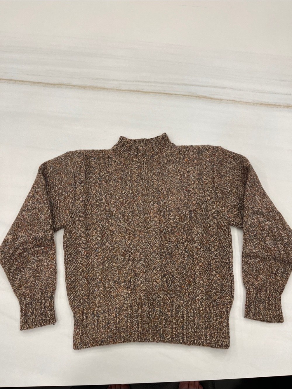 Susan Bristol Brown Marled Cable Turtleneck Sweater